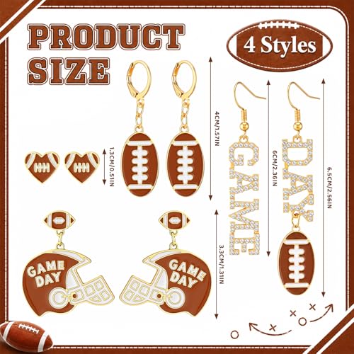 Image of Liliaafar 4 Pairs Game Day Football Earrings for Women