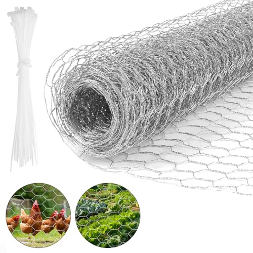 Flintronic Hasendraht Hühnerzaun, 0.5 x 10m Maschendraht Feinmaschig, Kaninchendraht Sechseck Drahtgitter, Gartenzaun, Tierabsperrung, Leichter Drahtgeflecht, Netz für Geflügel, Haustier, Hühner, DIY