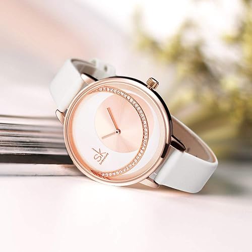 Miniatura 3 de SHENGKE Reloj de mujer con correa de cuero elegante, relojes de mujer creativos y genuinos, relojes de mujer para damas, reloj de pulsera de negocios