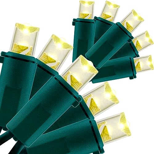 YULETIME 200 Warm White Christmas Lights, 2-Set 25 ft 100 Wide Angle LED