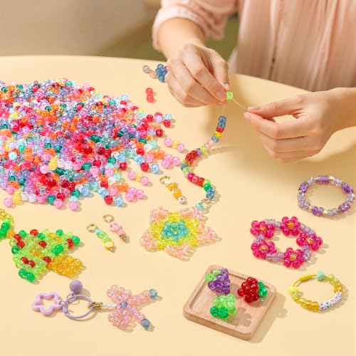 Image of 1200 pcs Pony Beads 6x9mm Glitter Clear Plastic Beads Transparent (Pack of 2)