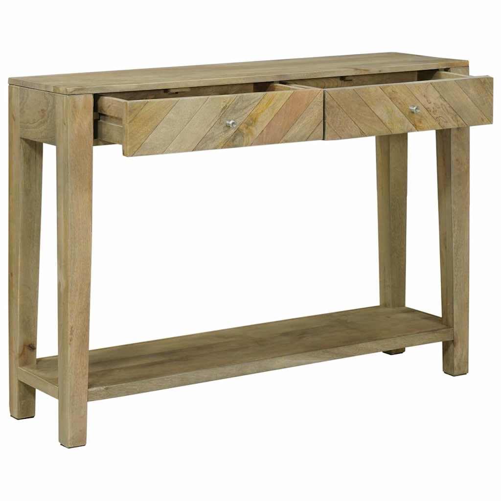 Stolik konsolowy z szufladami, naturalny szary, 110 x 30 x 80 cm, lite drewno mango do salonu, wnętrz