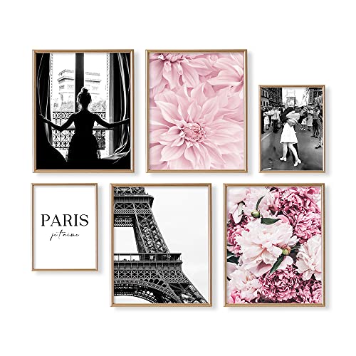 Pink Paris Coco Wall Decor - Postive Quotes Gifts, Bedroom Bath - Feminist Inspirational Quotes for Women Girl Bedroom Wall Art - Rose Peony Glam Posters for Room Aesthetic - Fashion Designer Pictures