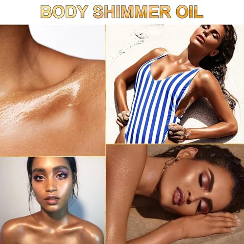Ucanbemakeup SHAM288_03 Body Shimmer Oil 100Ml, Moisturizing Long Lasting Body Luminizer Face Brighten, Waterproof Liquid Illuminator Body Glow, Shimmer Body Glitter Oil Highlighter Summer Glowing Makeup thumb #6
