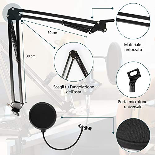 LAGIUS : Microfoonstandaard Voor Bureau En Microfoon, Professioneel, Verstelbaar, Van Robuust Staal, Voor Gaming… - Image 5