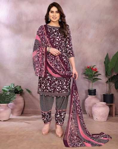 Image of Priyashi Women Unstiched Crepe dress materials | Crepe Salwar Suit for women with dupatta | suit material for women unstitched