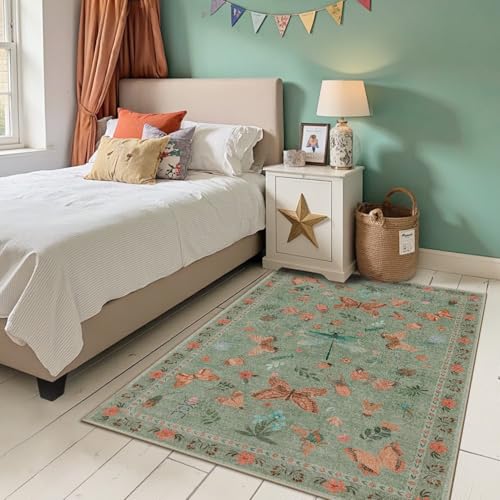 Rugxara 3x5 Entryway Rug,Green Washable Area Rug