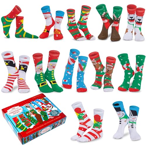 JOYIN 12 Pairs Christmas Socks for Women, Men with...