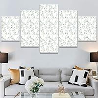 SIGNWIN 5 Panel Canvas Wall Art Modern Art Decorative Elements Fun Illustrations Leaves Multicolor Patterns for Home Decorations Ready to Hang - 60