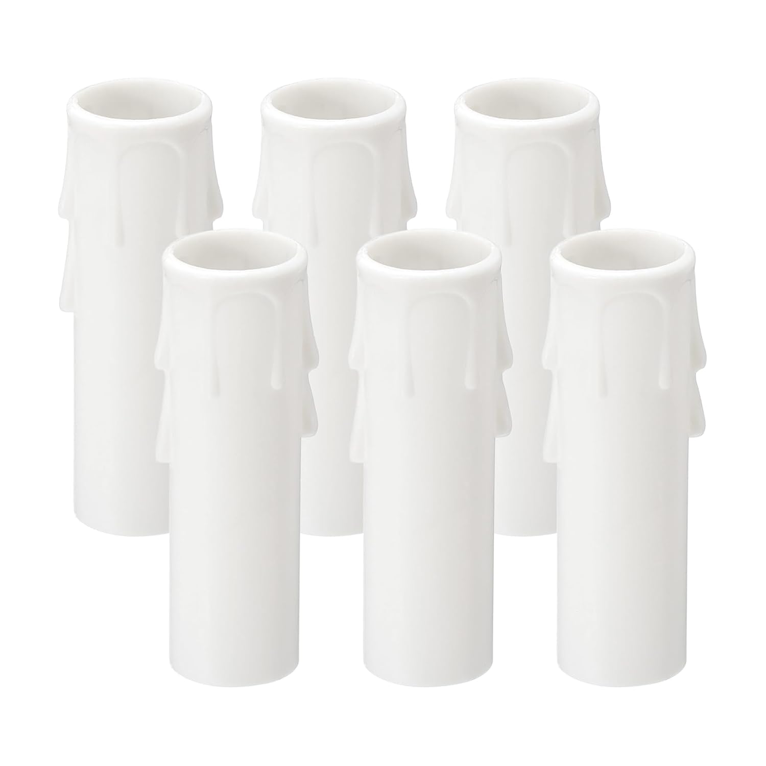 Generic 2.6 Inch Tall Candle Covers Sleeves, 6Pcs Plastic E12 Chandelier Socket Sleeves Drip Candle Socket Covers Bulb Light Base Holder for Crystal Candle Lamps, White