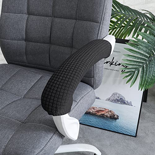 Image of FORCHEER Office Chair Armrest Cover Stretchable Water Resistant Spandex Stretch Jacquard Computer Office Chair Arm Pad Covers Chair Slipcover for Desk Chairs Arm 2P-Black