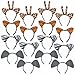 Set of 12(3 of each) Plush Zoo Animal Jungle Headbands w Ears Zebra Giraffe Elephant Tiger 