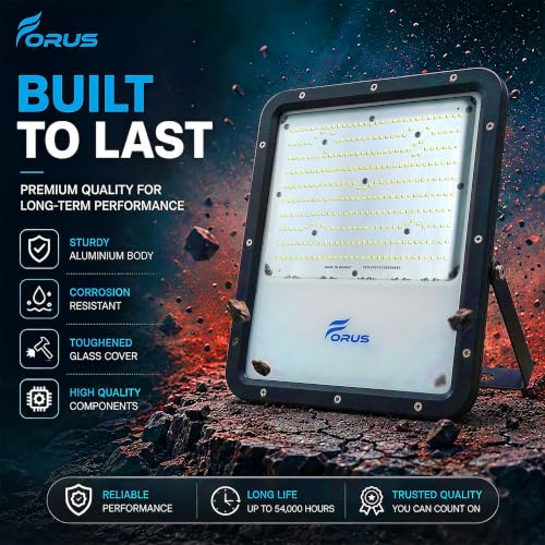 Image of Forus 250W LED Flood Light IP67 Waterproof, Red Outdoor Decorative Floodlight for Garden Decor, Landscape, Parking, Warehouse, High Mast Security Light with 4 Year Warranty