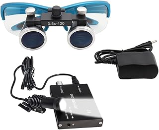 Lupa Cabeza,Gafas Lupa Con Luz Led Dentista,Lupa diadema, Gafas Aumento Recargables,Lupas Dentales Kit Suturas Quirurgicas,Para Modelismo,Reparaciones,Coser,Pegar Piezas Pequeñas(Size:2.5X,Color:Azul)