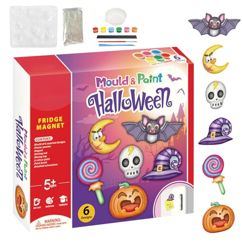 Figurines en plâtre à peindre Halloween avec aimant intégré pour décoration aimantée