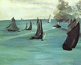 YURKO Cuadros Modernos Impresión de Carteles Famoso la playa de Sainte Adresse de Edouard Manet para decoración de paredes 60x90cm