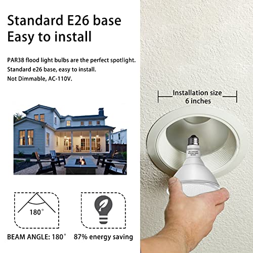 Gonhom Par38 Led Flood Light Bulbs Outdoor 2 Pack, Dimmable 5000K Daylight, 20W Replace Up To 200W, 1800Lm, E26 Base Outdoor Flood Light Bulbs For Backyard, Garage, Porch, Gardens #TOP4