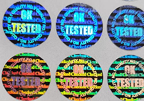 Image of OK Tested 3D Hologram Sticker, 14mm Round, Silver, 1000 Pcs | Tamper-Evident