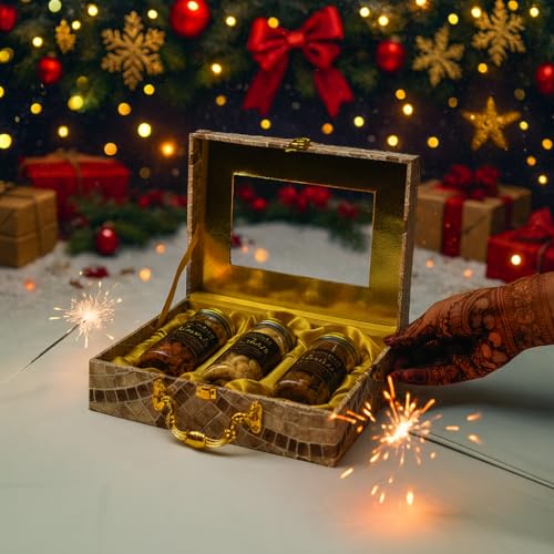Image of Purevida Premium Dry Fruits Gift Box | Festive Pack of 6 Jars (Almonds, Cashews, Raisins) | 100% Natural, No Preservatives | Luxury Christmas & New Year Hamper | Corporate & Festive Gifting (300g)
