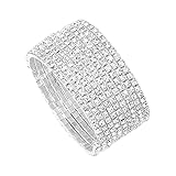 ELABEST Multi Row Crystal Bracelet Stretch Rhinestone Bling Hand Chain Bridal Ball Body Jewelry Acce