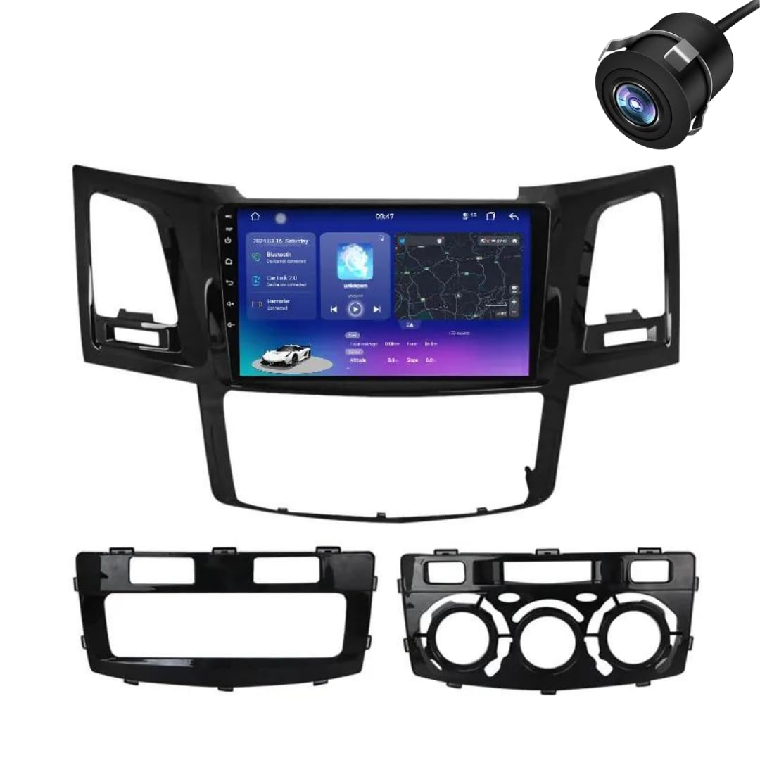 Modorwy Toyota Fortuner 2008-2014 9inch HD IPS Car Android Display with Gorilla Glass | Double Din Car Stereo | Android 12 | 2GB RAM/32GB ROM Multimedia Player with AHD Camera Dashboard Frame