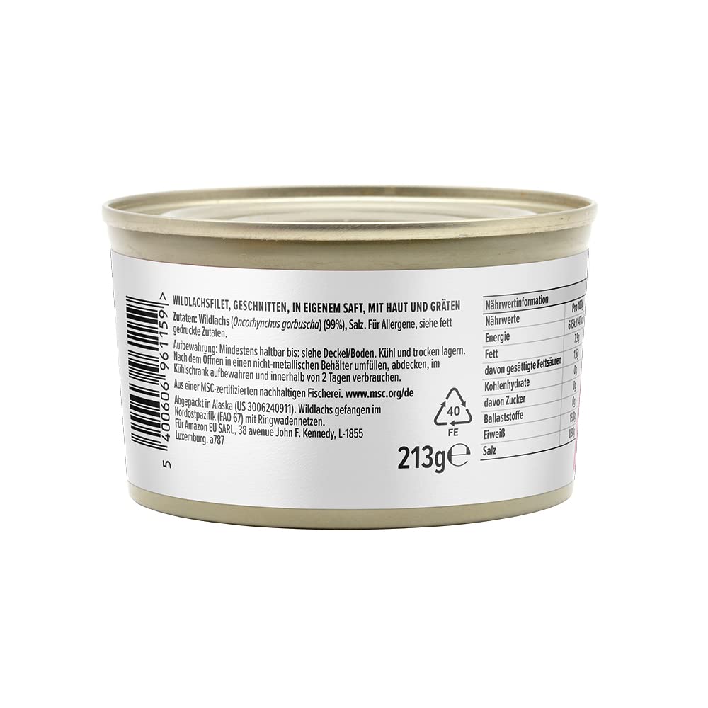 by Amazon MSC Pazifischer Pink-Wildlachs mit Haut und Gräten, 213g