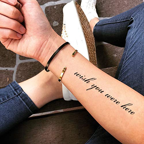 Amazon Com Wish You Were Here Temporary Tattoo Sticker Set Of 2 Www Ohmytat Com Beauty Personal Care