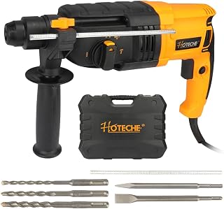 Hoteche 5.17A SDS-Plus 4-Function Rotary Hammer Drill: 24mm Concrete, 2.6J Impact, Variable Speed, Bits & Case