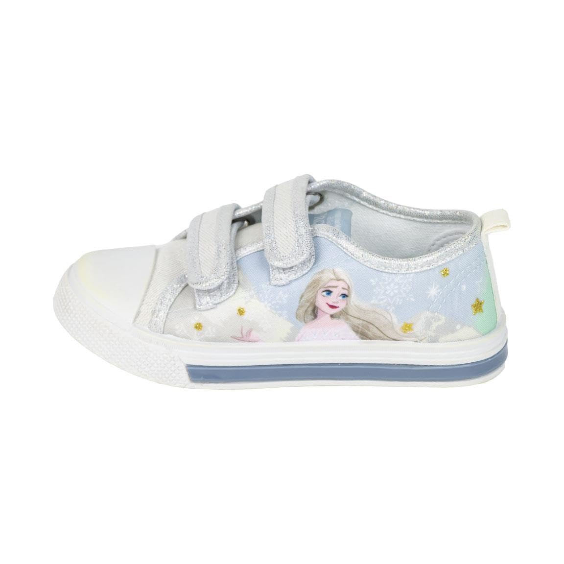 Frozen Children's Sneakers - White and Blue - Size 12 - Velcro Closure - Sneakers with Lights and PVC Sole - Made in Cotton - Original Product Designed in Spain