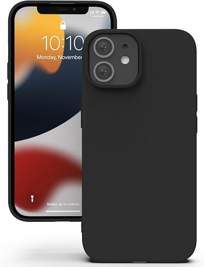 YATWIN Silicone Back Case for iPhone 12/12 Pro, Soft-Touch Phone Back Cover for Apple iPhone 12/12 Pro - Black