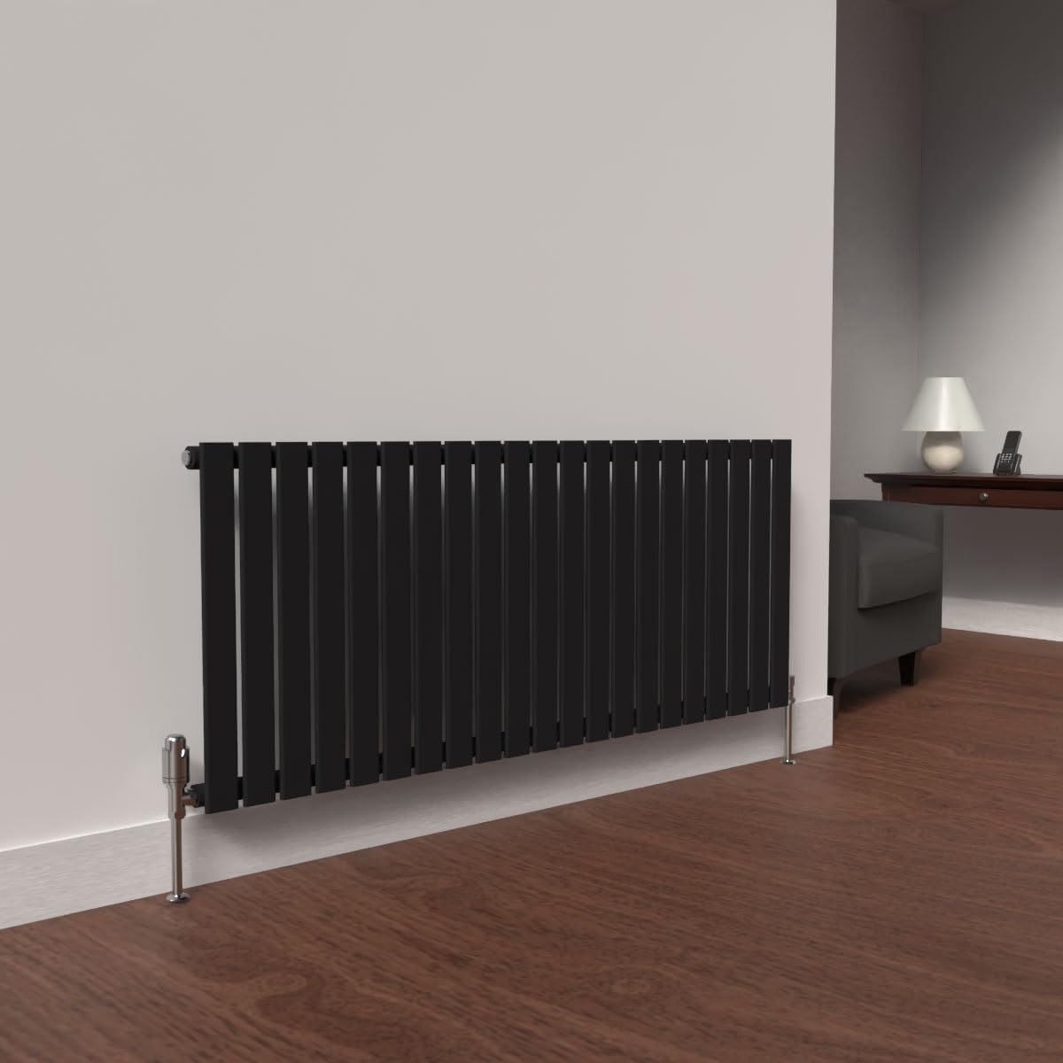 B&Q -  Flat Horizontal Radiator Black 600 mm X 1470 mm SingleMild Steel