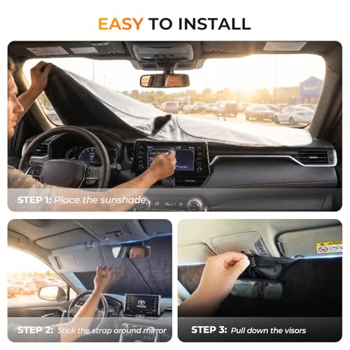 [2026 Upgraded] DooGooCoo Windshield Sun Shade for Honda Pilot 2016-2025 2026 [Cooling Ice-Crystal, 100% Sun Block ] Sun Shade for Car Windshield for Honda Pilot Sunshade, Custom Fit for Pilot. by DooGooCoo - Image 7