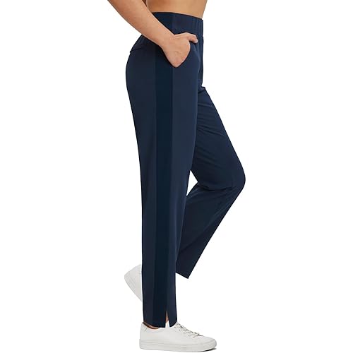 BALEAF Women's Pants with Zipper Pockets Stretch Golf Pants High Waist Travel Athletic Work Casual UPF50+