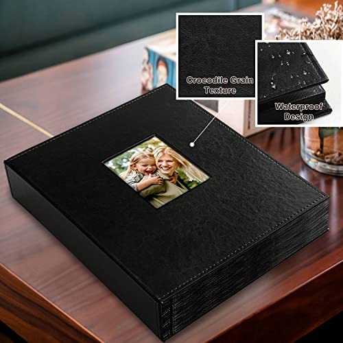 Image of Ywlake Photo Album 4x6 400 Pockets, Leather Photo Albums Holds 400 Vertical Pictures Only Black