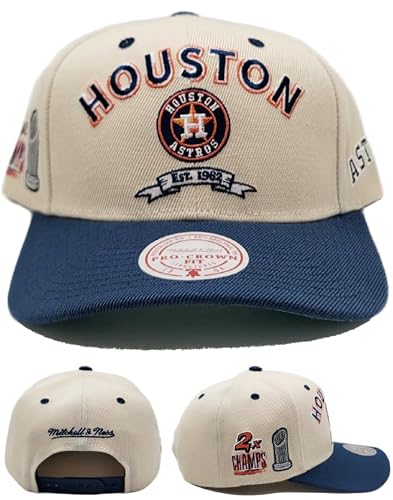 Mitchell & Ness Houston Astros New MLB Legacy Defined Cream Blue Era Pro Snapback Hat Cap