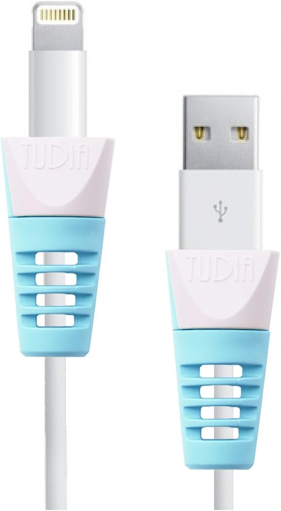 TUDIA [Klip] Snap On Protector de ahorro de cable de carga Compatible con iPhone, iPad, iPod - Azul