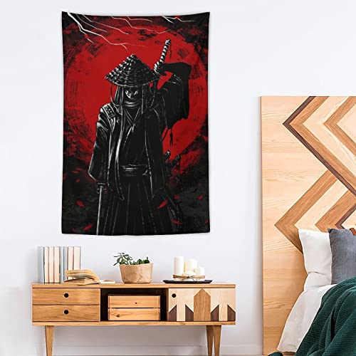 Qlazo Japanese Samurai Hat Wanderer Fierce Sunset Art Tapestry Wall Tapestry Wall Hanging Decor Wall Art For Bedroom Living Room Dorm Picnic 40"X60" #TOP3