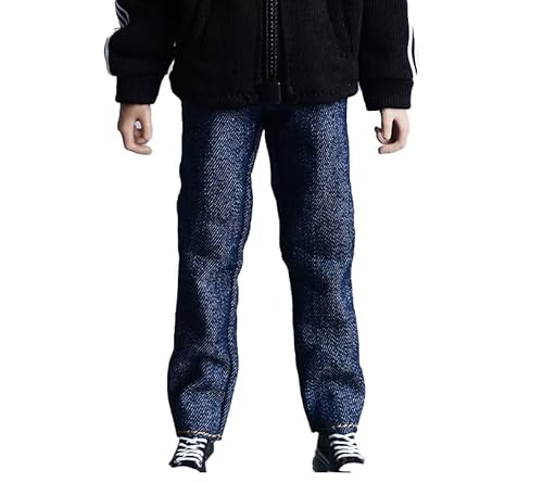Meetoget 1/12 Scale Male Figure Doll Denim Jeans Pants Clothes for 6 inch Action Figure PM004US,drak Blue