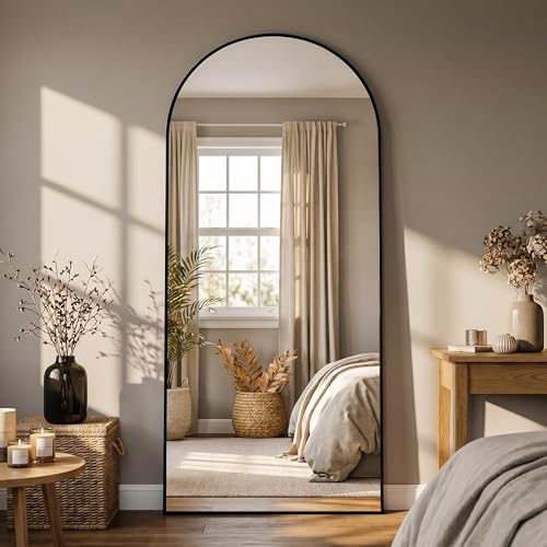 Image of Full Length Mirror, 71 inchx32 inch Arched Floor Mirror, Black