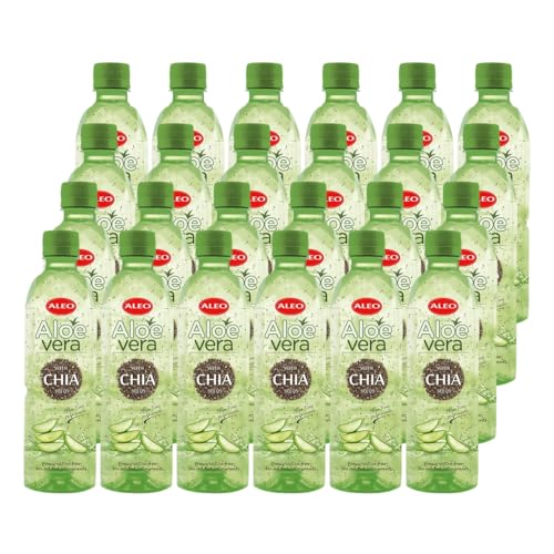 ALEO 0.5L Premium CHIA Aloe Vera Drink - Natural, No Preservatives, No Artificial Colors Superior Taste Award 2025
