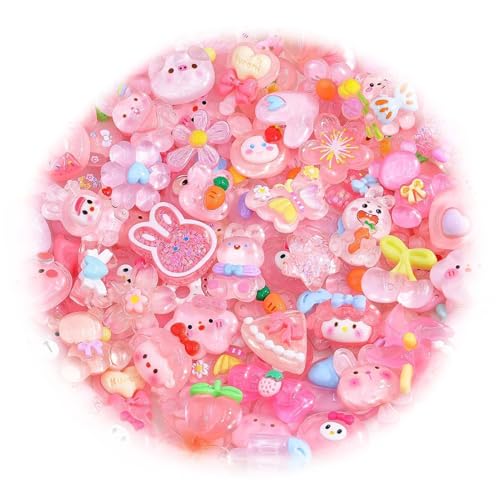 Sekfpnk Juego de 60 colgantes de limo translúcido, accesorios de resina adecuados para la decoración de fundas de teléfonos móviles, horquillas, álbumes de recortes (rosa)