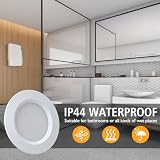 HCFEI Zestaw 3 lamp LED do zabudowy meblowej, 12 V, ultra płaskie, 3 W, otwór 55 mm, z kablem 2 m, IP44, do szafek z lustrem, gablot, mebli i szafek (białe, 3000 K)