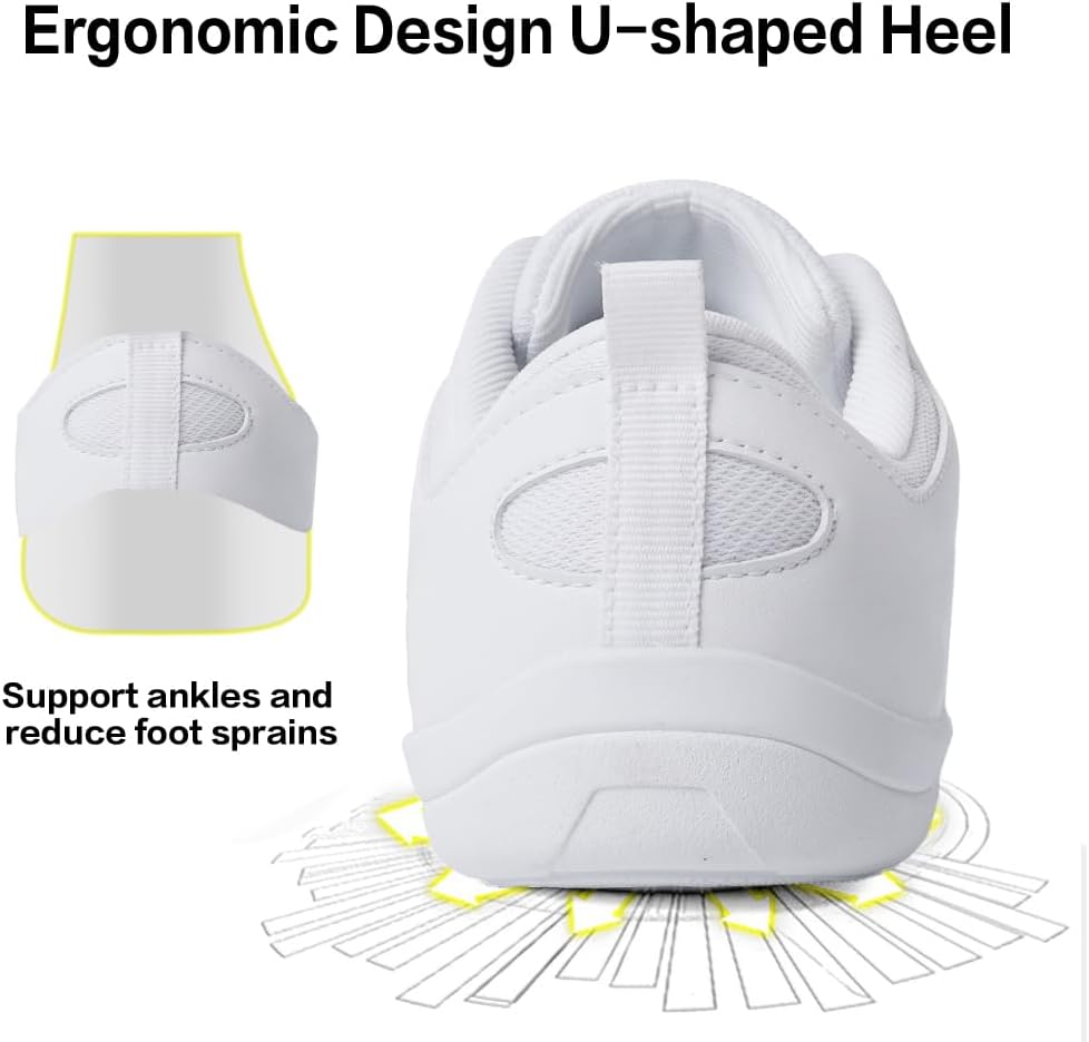 CADIDL Cheer Shoes for Women Black Cheerleading Athletic Dance Shoes Girls Flats Tennis Walking Sneakers