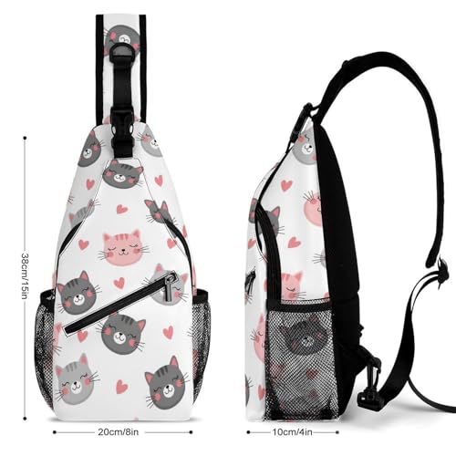 Fashion Dress Decor Sling Backpack Shoulder Bag, Day Pack, Chest Shoulder Bag For Men And Women Love Cats2