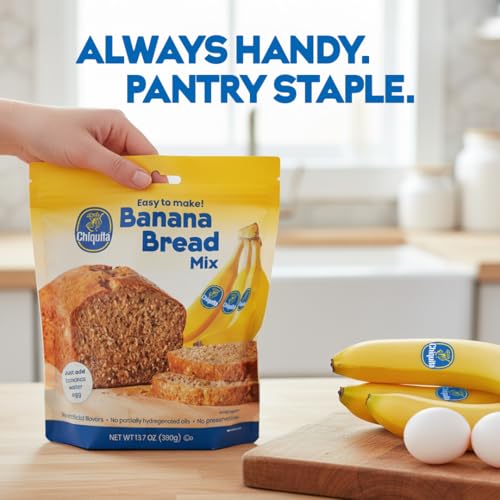 Image of Chiquita Banana Bread and Muffin Mix - Moist, Easy-to-Make, No Preservatives - Just Add Bananas, Egg and Water - 13.7 Oz (Pack of 8)