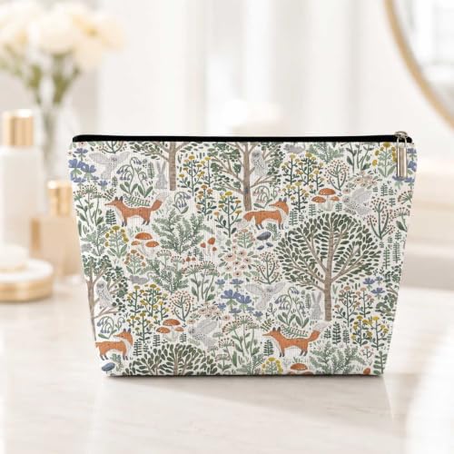 Vintage Forest Fox Makeup Bag, Animal Lovers Gifts for Women Sister Friends Coworker Cosmetic Bag, Graduation Birthday Friendship Gift Makeup Pouch Organizer