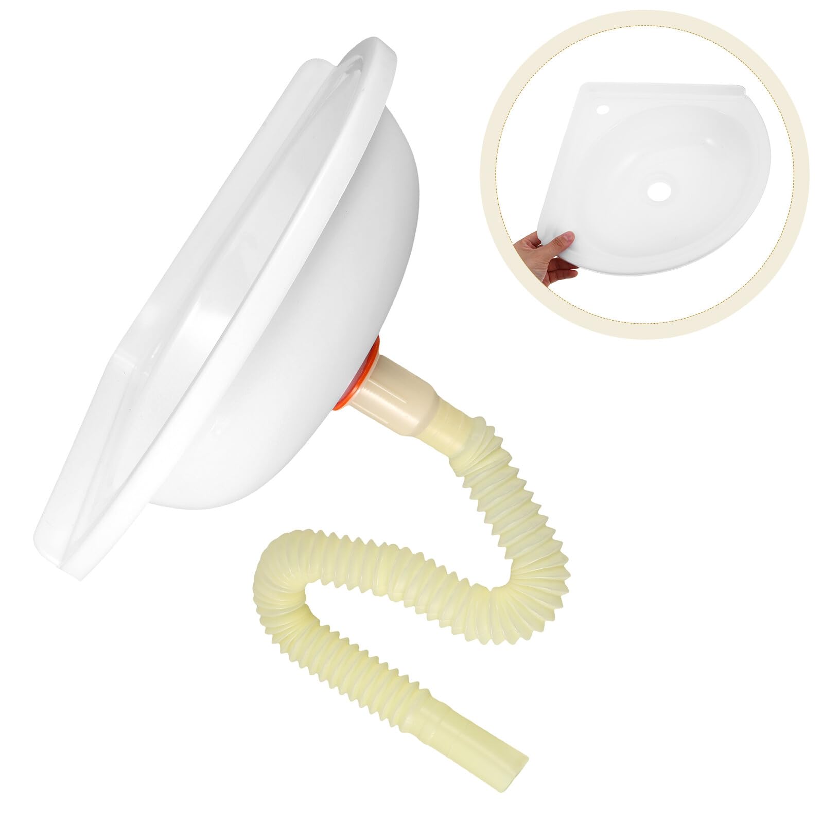 Lavabo D’angle Mural en Plastique Blanc, Mini Vasque Légère et Facile à Installer, Gain de Place pour Salles de Bain, Buanderies et Terrasses Style Aléatoire
