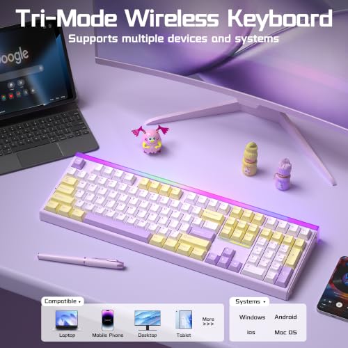 Image of Aula H108 Wireless Silent Mechanical Keyboard with Number Pad Hot Swappable