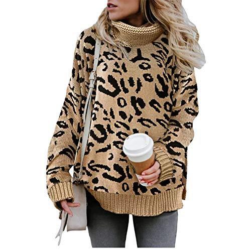 Leopard タートルネックセーターケーブルニット