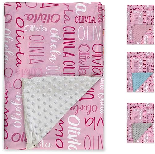 Image of Custom Baby Blanket - Personalized Names Design - Soft Plush Blanket with Double Layer Dotted Backing for Boys Girls Color19(47x60 inches)